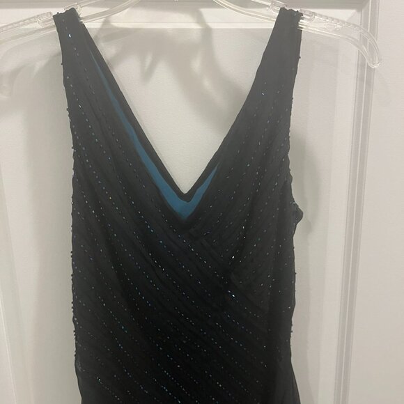 Adrianna Papell Black Silk Multi-color Beaded Formal Dress Size 6 - Picture 3 of 6